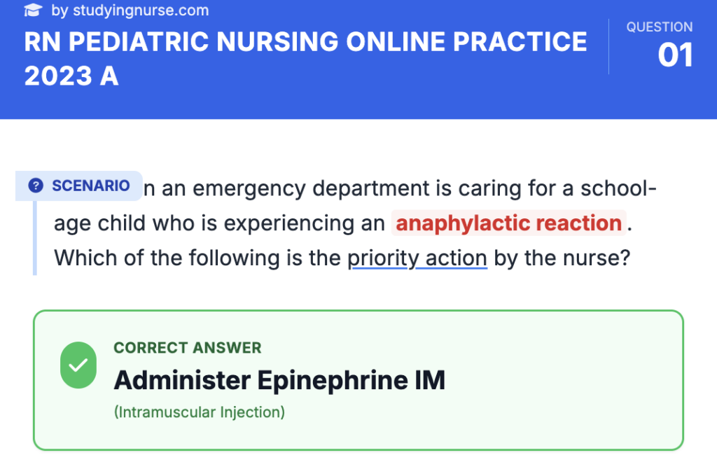 rn pediatric nursing online practice 2023 a