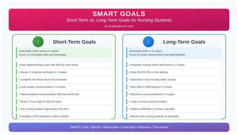 Nurse Short-Term Goals vs long-term goals: SMART Goals Examples for Nursing Students