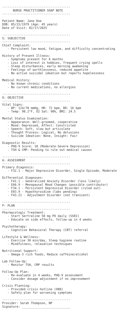 SOAP Note Example NP - Best 3 Examples