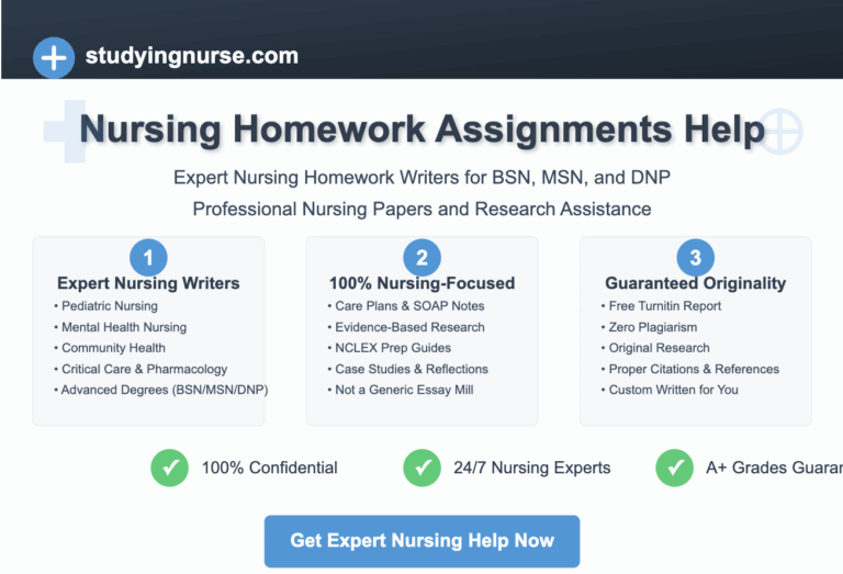 Nursing Homework help from studyingnurse.com