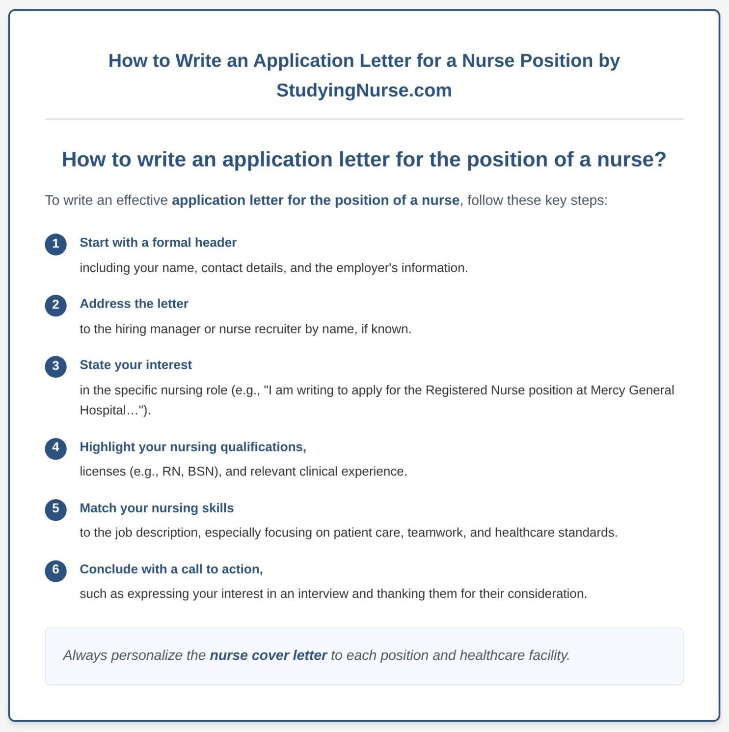 Nurse Cover Letter Example