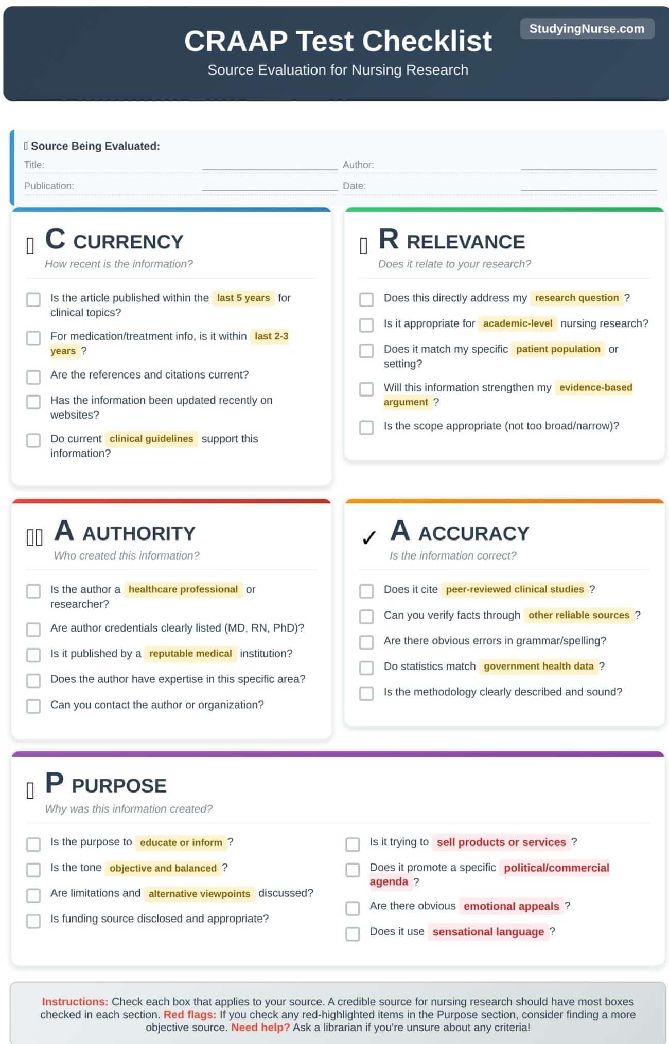 CRAAP Test Checklist